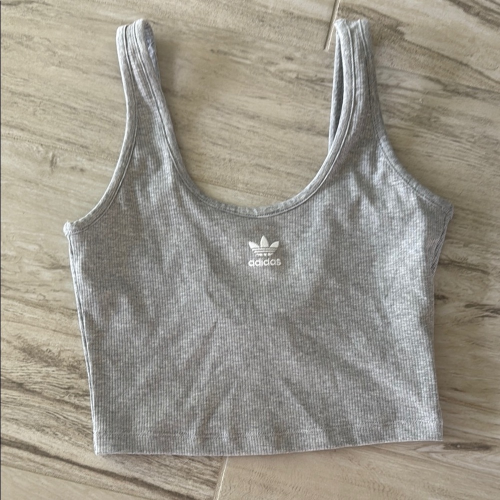 Adidas Gray Crop Tank Exercise Top Small